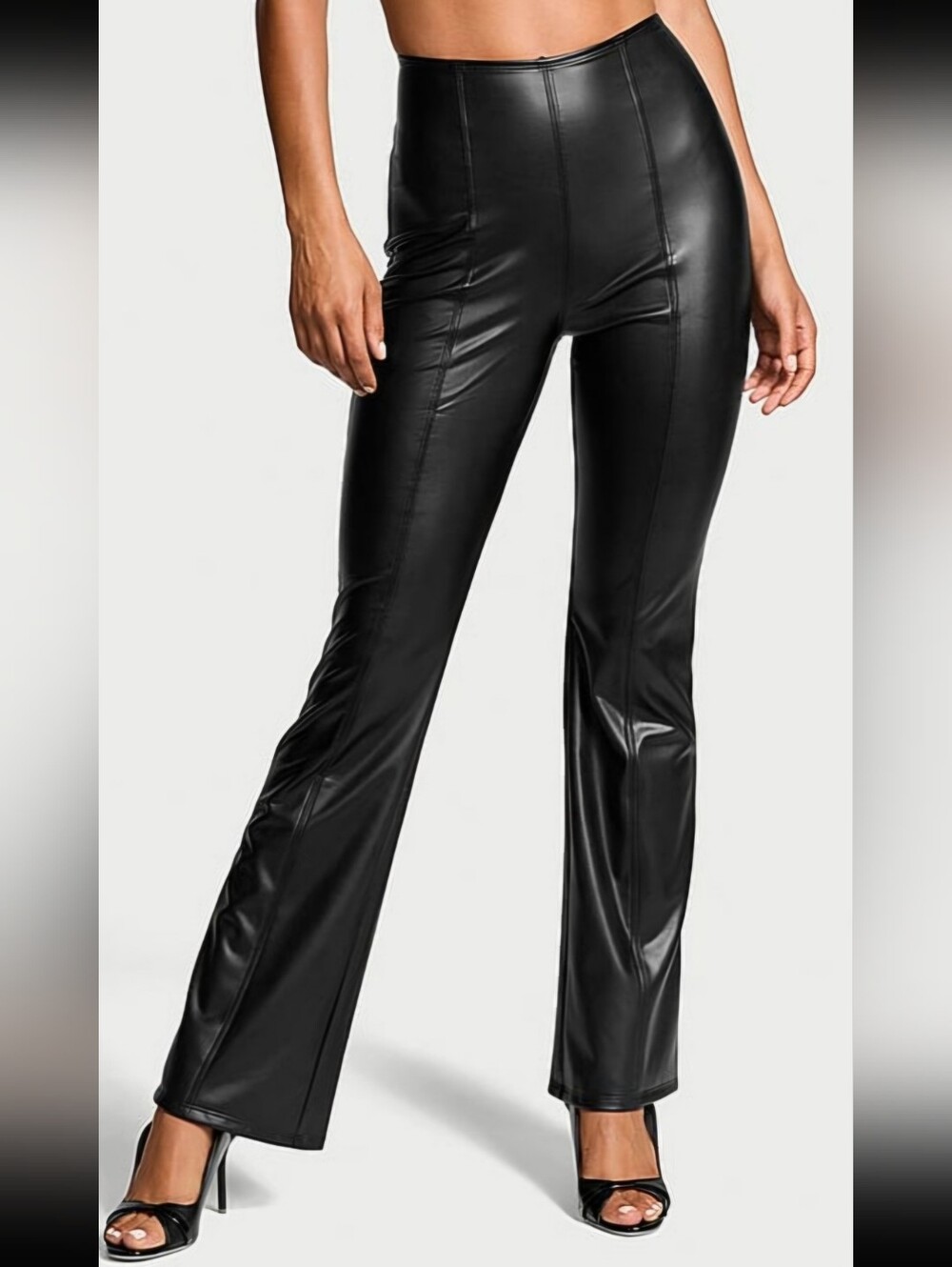 Victoria's Secret Black Faux-Leather Flare Pants